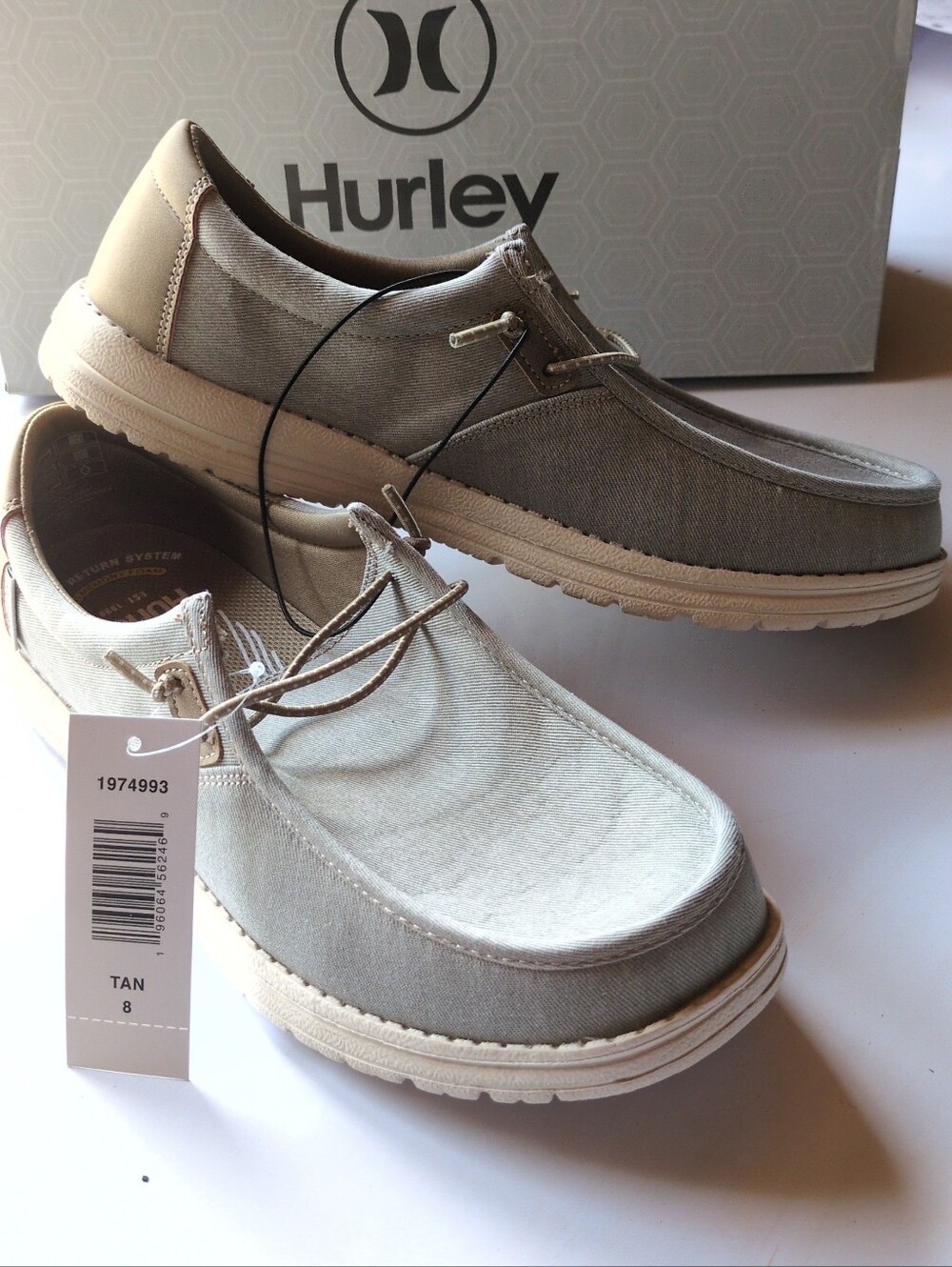 NIB Hurley Nesota Tan Gray Slip On Mens Shoes Sz 8